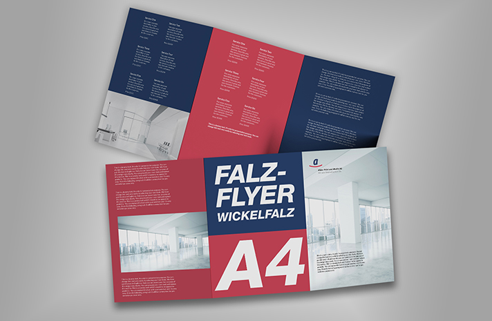 Falzflyer mit Wickelfalz A4 hoch (Offset)