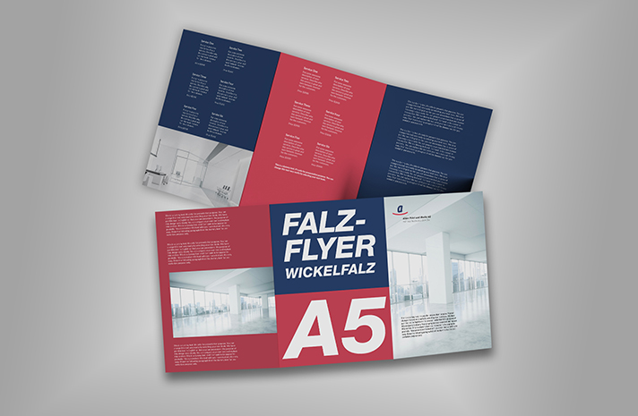 Falzflyer mit Wickelfalz A5 hoch (Offset)